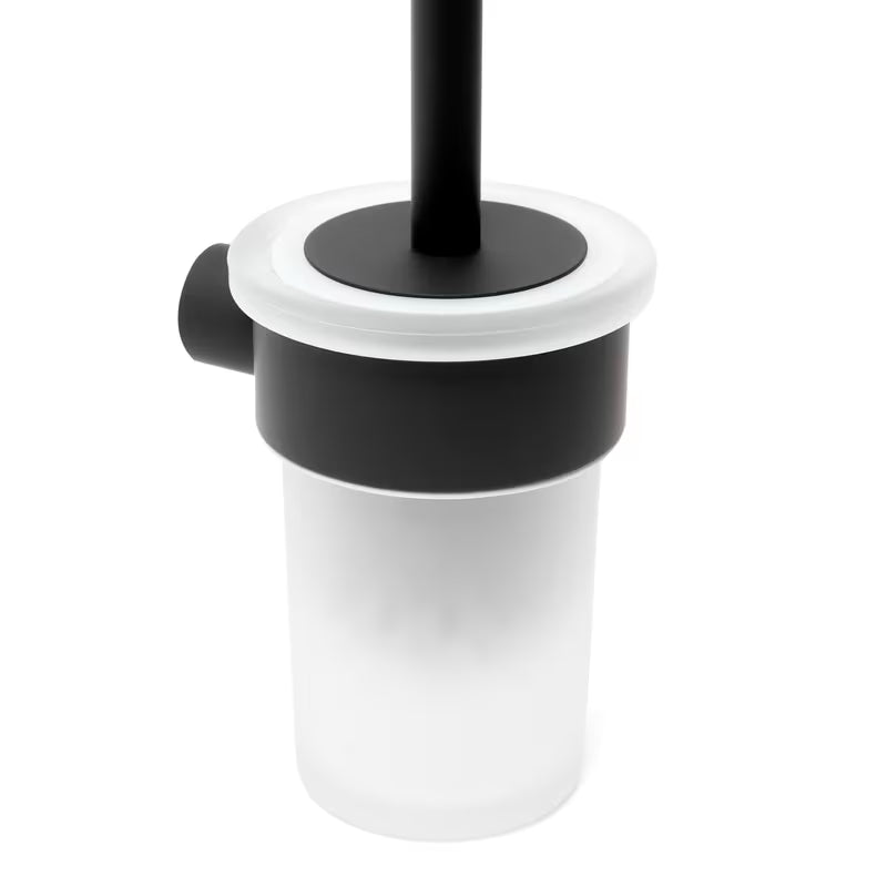 Nástěnná WC štětka SAT B-Way R v matné černé barvě s oblým minimalistickým designem.