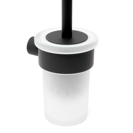 Nástěnná WC štětka SAT B-Way R v matné černé barvě s oblým minimalistickým designem.