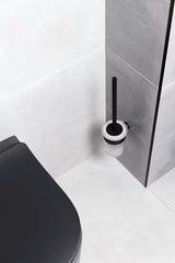 Nástěnná WC štětka SAT B-Way R v matné černé barvě s oblým minimalistickým designem.
