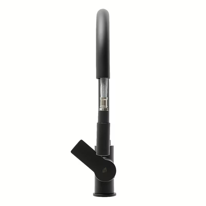 Černá matná dřezová baterie SAT B-Way s otočným ramínkem a vytahovací sprškou