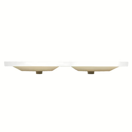 Bílé keramické nábytkové dvojumyvadlo SAT B-Way se dvěma otvory pro baterie a přepadem