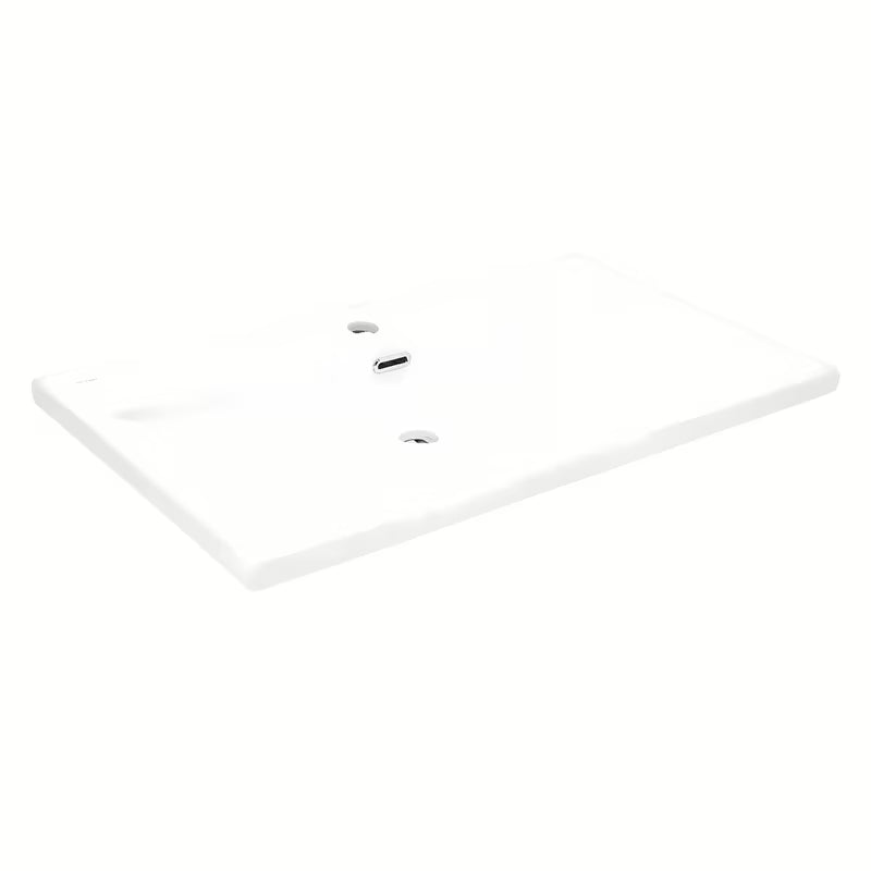 Bílé keramické nábytkové umyvadlo SAT B-Way 81x46 cm s odkládací plochou vpravo a otvorem pro baterii uprostřed.