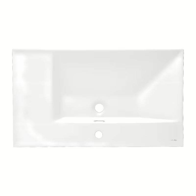 Nábytkové keramické umyvadlo SAT B-Way 81x46 cm v bílé matné barvě s odkládací plochou vpravo.