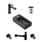 Koupelnová sestava SAT Brevis v černé barvě s umývátkem 40,5 x 20,5 cm, baterií a sifonem