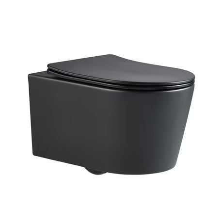 Černo-matné závěsné WC SAT Brevis se skrytým uchycením a sedátkem SoftClose