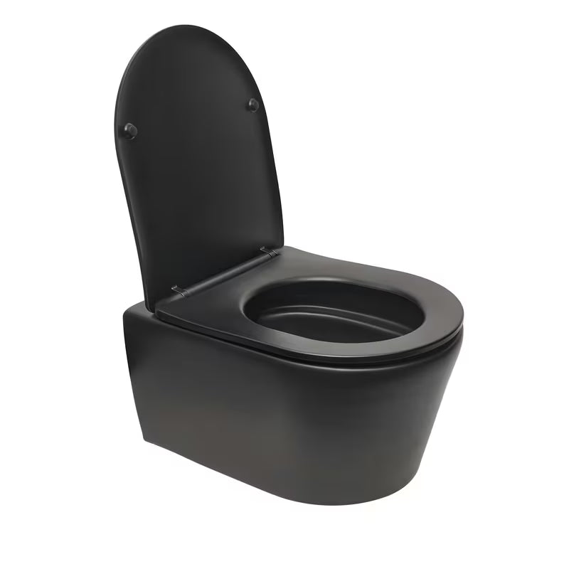 Černo-matné závěsné WC SAT Brevis se skrytým uchycením a sedátkem SoftClose