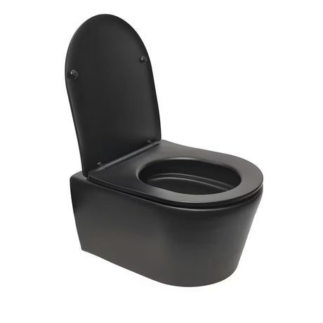 Černo-matné závěsné WC SAT Brevis se skrytým uchycením a sedátkem SoftClose