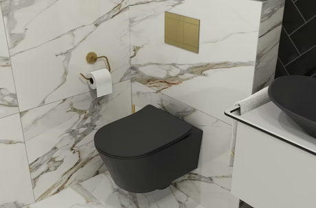 Černo-matné závěsné WC SAT Brevis se skrytým uchycením a sedátkem SoftClose