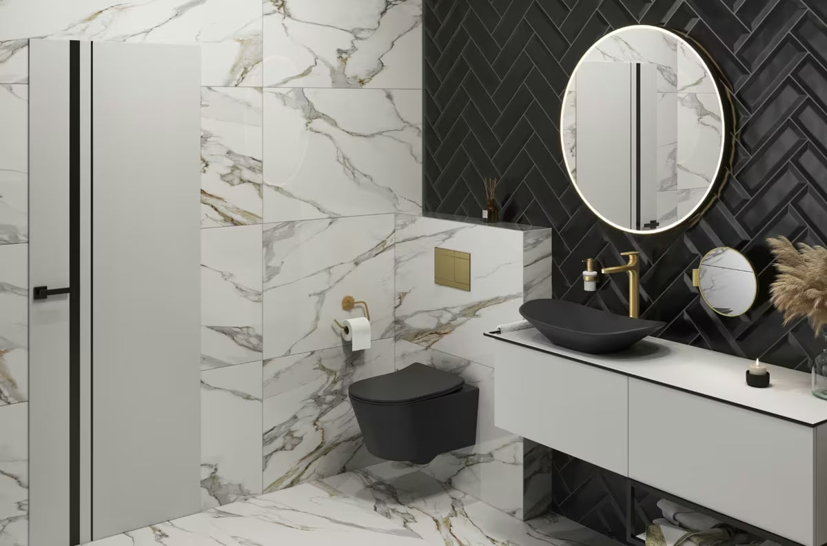 Černo-matné závěsné WC SAT Brevis se skrytým uchycením a sedátkem SoftClose