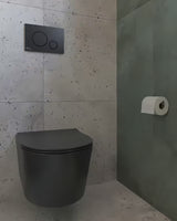 Černé závěsné WC SAT Brevis se skrytým uchycením a sedátkem s pomalým sklápěním