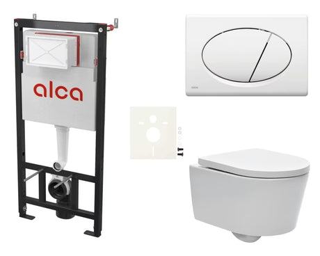 Závěsný WC set SAT Brevis s podomítkovým modulem, ovládacím tlačítkem a sedátkem SoftClose