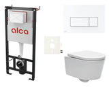 Závěsný WC set SAT Brevis s předstěnovým modulem Alca, tlačítkem a sedátkem SoftClose a EasyLock.