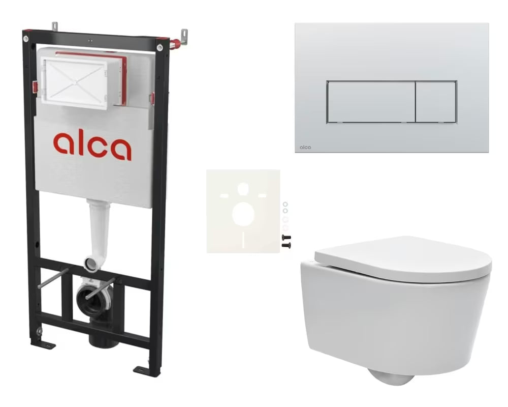 Viseći WC set SAT Brevis s ugradbenim modulom, tipkom za ispiranje i sjedalom soft Close