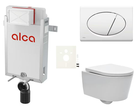 Závěsný WC set SAT Brevis s podomítkovou nádržkou, ovládacím tlačítkem a sedátkem SoftClose