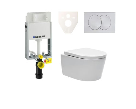 Závěsný WC set SAT Brevis s podomítkovou nádržkou Geberit a ovládacím tlačítkem