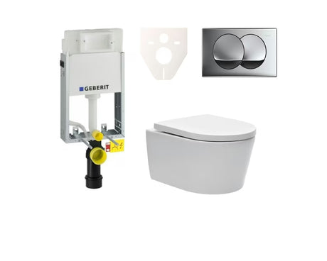 Závěsný WC set SAT Brevis s podomítkovým modulem Geberit a ovládacím tlačítkem