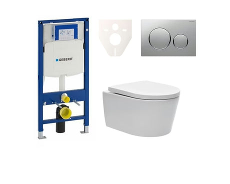 Závěsný WC set SAT Brevis s modulem Geberit Duofix, sedátkem SoftClose a chromovým ovládacím tlačítkem