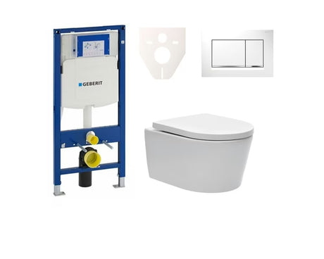 Závěsný WC set SAT Brevis s nádržkou Geberit Duofix pro moderní koupelnu a snadnou údržbu.