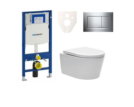 Závěsný WC set SAT Brevis s nádržkou Geberit Duofix pro montáž do předstěny nebo sádrokartonu.