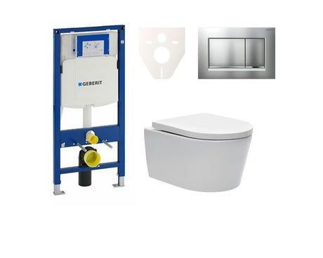 Závěsný WC set SAT Brevis s modulem Geberit Duofix, Rimless mísou a sedátkem se SoftClose