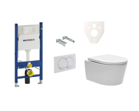 Závěsný WC set SAT Brevis s podomítkovou nádržkou Geberit Delta a ovládacím tlačítkem