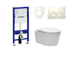 Závěsný WC set SAT Brevis s podomítkovým modulem Geberit Duofix, ovládacím tlačítkem a sedátkem SoftClose