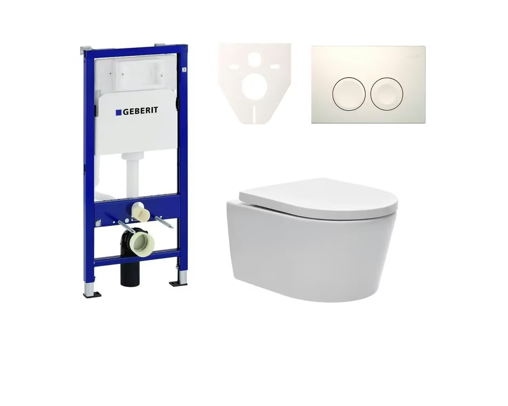 Závěsný WC set SAT Brevis s podomítkovým modulem Geberit Duofix, ovládacím tlačítkem a sedátkem SoftClose
