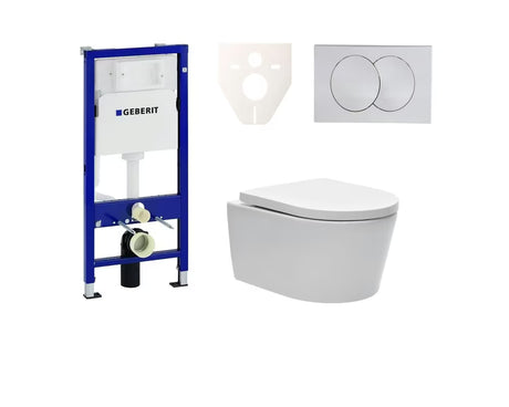Závěsný WC set SAT Brevis s podomítkovým modulem Geberit Duofix, tlačítkem a sedátkem SoftClose EasyLock