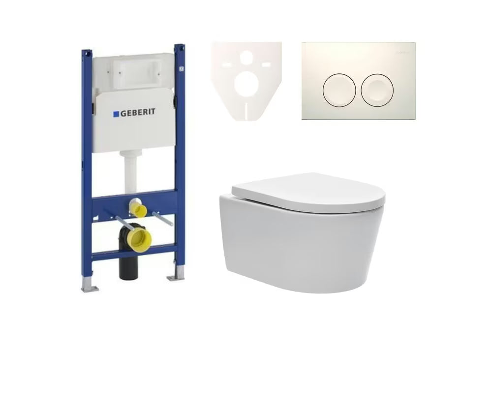 Závěsný WC set SAT Brevis s podomítkovou nádržkou Geberit Delta a ovládacím tlačítkem