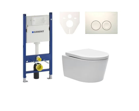 Závěsný WC set SAT Brevis s podomítkovou nádržkou Geberit Delta a ovládacím tlačítkem
