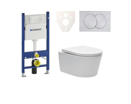 Závěsný WC set SAT Brevis s podomítkovým modulem Geberit Delta a ovládacím tlačítkem