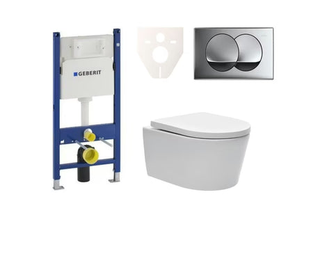 Závěsný WC set SAT Brevis s podomítkovou nádržkou Geberit Delta a ovládacím tlačítkem