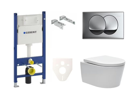 Závěsný WC set SAT Brevis s podomítkovým modulem Geberit a sedátkem s funkcemi SoftClose a EasyLock