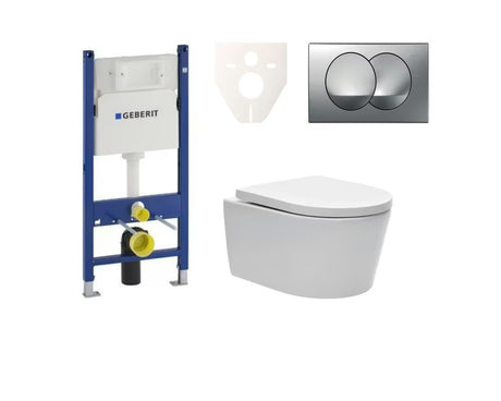 Závěsný WC set SAT Brevis s podomítkovou nádržkou Geberit Delta a ovládacím tlačítkem