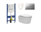 Závěsný WC set SAT Brevis s podomítkovým modulem Geberit Delta a ovládacím tlačítkem