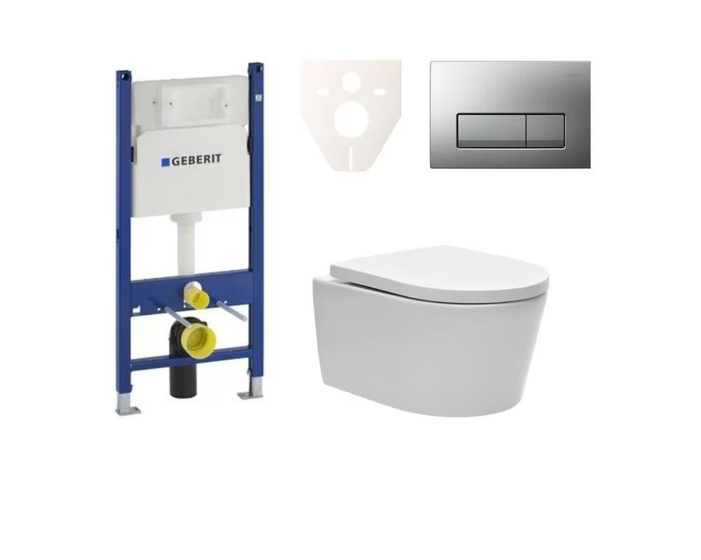 Závěsný WC set SAT Brevis s podomítkovým modulem Geberit Delta a ovládacím tlačítkem