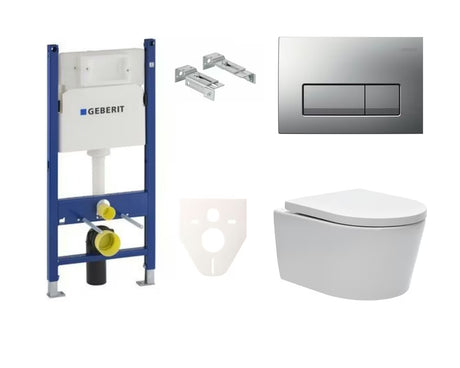 Závěsný WC set SAT Brevis s podomítkovou nádržkou Geberit Delta a ovládacím tlačítkem