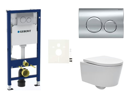 Závěsný WC set SAT Brevis s modulem Geberit Duofix, nádržkou a ovládacím tlačítkem Delta