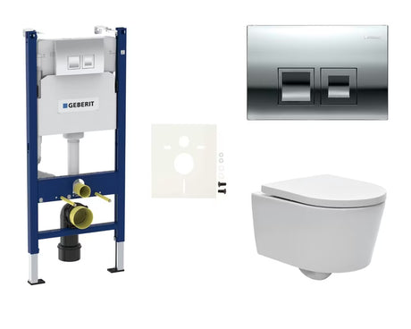 Závěsný WC set SAT Brevis s modulem Geberit Duofix, ovládacím tlačítkem Delta a sedátkem SoftClose