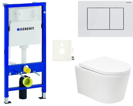 Závěsný WC set SAT Brevis v lesklé bílé barvě s vírovým splachováním a sedátkem SoftClose