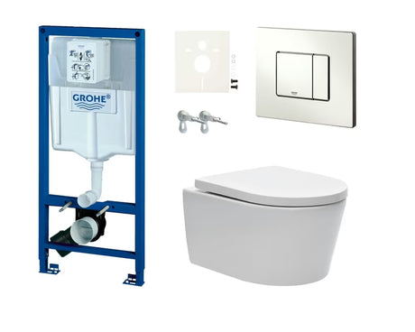 Závěsný WC set SAT Brevis s podomítkovým modulem Grohe Rapid SL a ovládacím tlačítkem