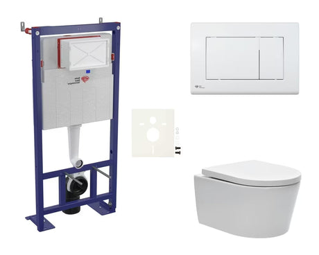 Závěsný WC set SAT Brevis s podomítkovou nádržkou, splachovacím tlačítkem a sedátkem SoftClose