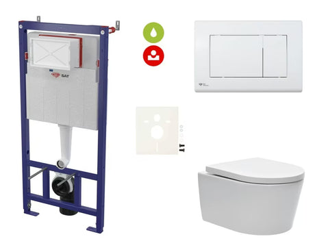 Závěsný WC set SAT Brevis s podomítkovou nádržkou, ovládacím tlačítkem a sedátkem SoftClose