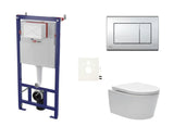 Závěsný WC set SAT Brevis s podomítkovým modulem, ovládacím tlačítkem v lesklém chromu a sedátkem SoftClose