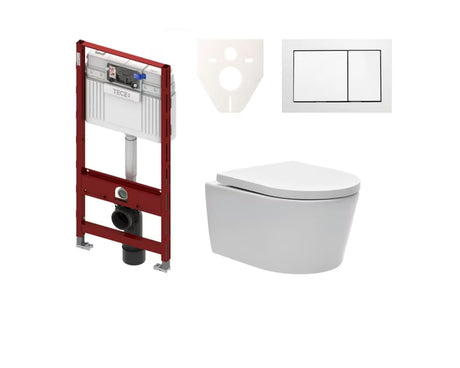 Závěsný WC set SAT Brevis s podomítkovým modulem TECE, ovládacím tlačítkem a sedátkem SoftClose