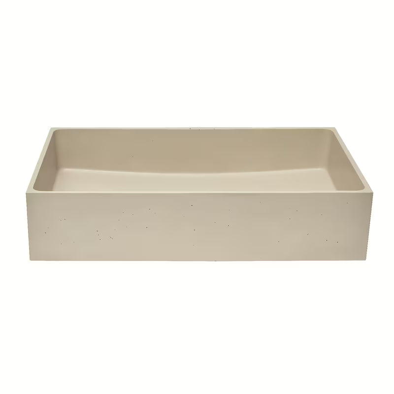 Pískové betonové umyvadlo na desku SAT Cemento 64x37 cm s tenkými stěnami