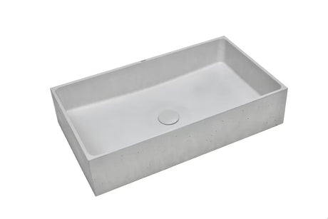 Šedé betonové umyvadlo na desku SAT Cemento 64 x 37 cm s hranatým tvarem bez přepadu