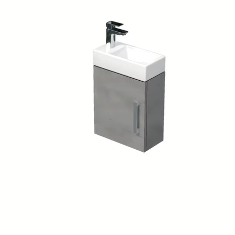Závěsná koupelnová skříňka SAT Cube Way s keramickým umývátkem v imitaci betonu, 40x47,5x20 cm.