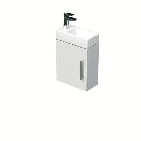 Závěsná koupelnová skříňka SAT Cube Way 1 s keramickým umyvadlem v bílé lesklé barvě