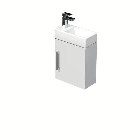 Závěsná koupelnová skříňka SAT Cube Way 1 s keramickým umyvadlem v bílé lesklé barvě